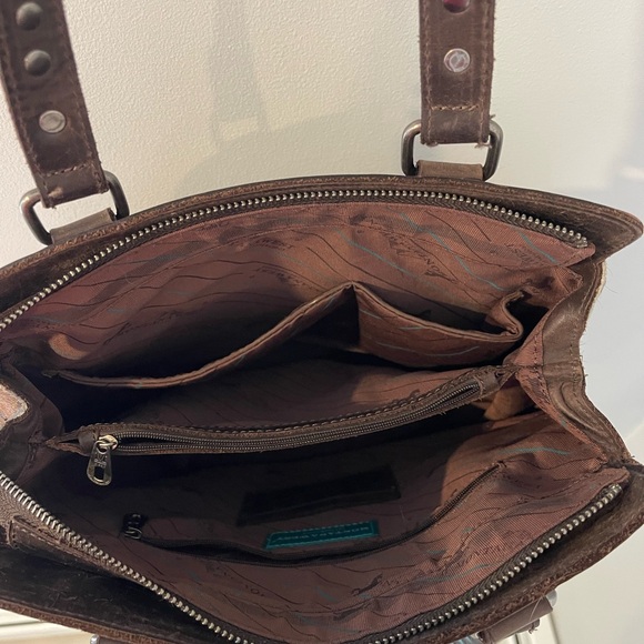 Montana West Dark Brown Leather Studded Tote - Picture 3 of 6